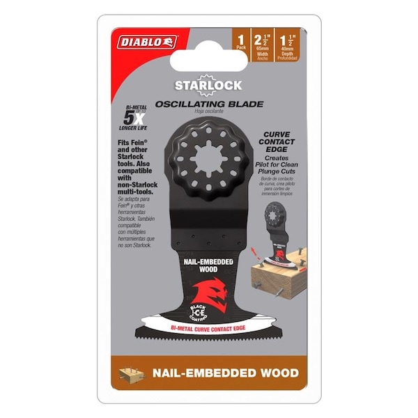 Diablo Starlock 2-1/2 in. W Bi-Metal Curved Contact Edge Oscillating Blade Nail-Embedded Wood 10 pk